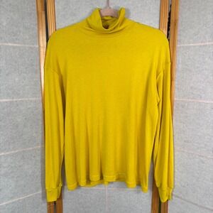 Duofold Mock Neck Long Sleeve Top Mens Large Yellow Polyester Base Layer L/G